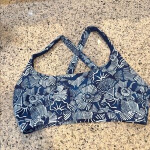 Title nine Blue and White Bikini Swim Top